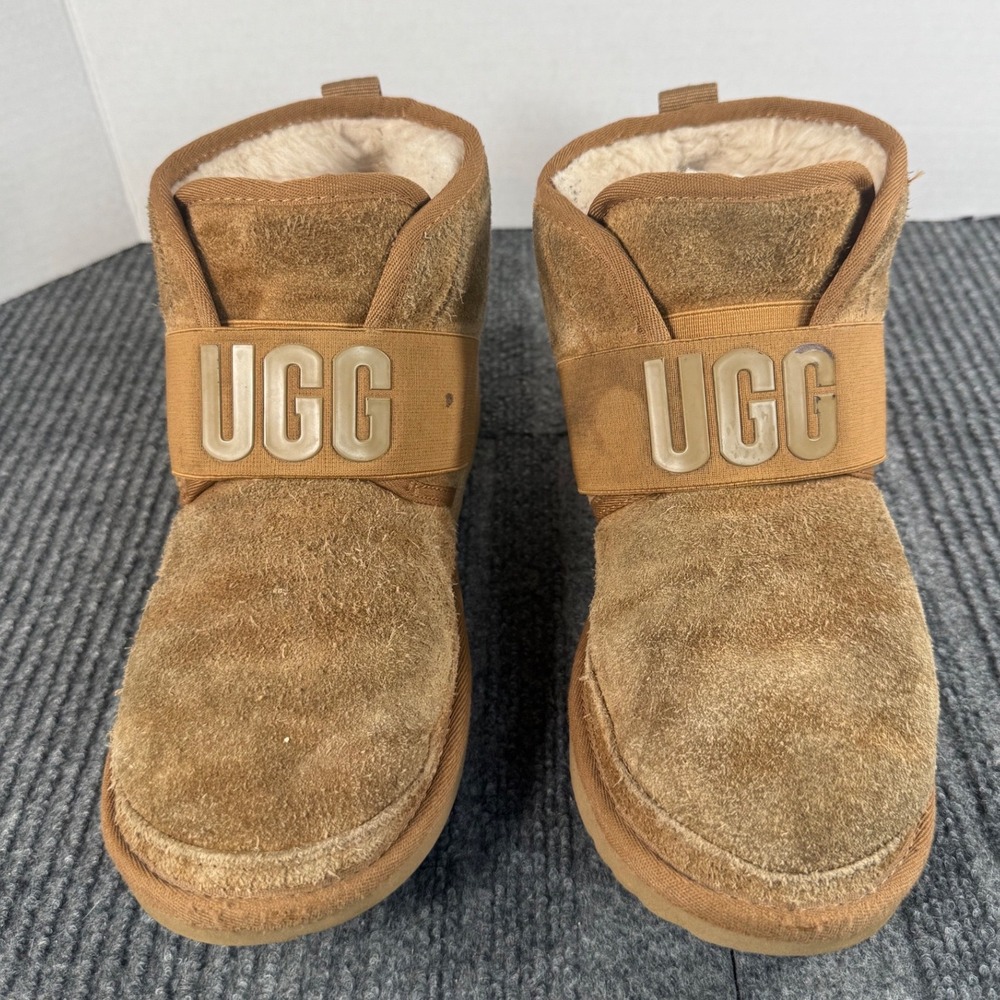 UGG Neumel Graphic Band Chestnut Suede Ankle Boots 1110703K USA 6 UK 5 EU 38